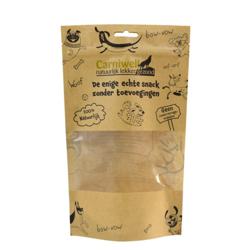 Compostable paper resealable zipper doypack pet food pouch