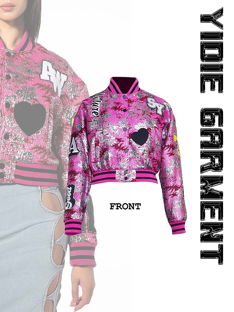 Windproof Sweet Shiny Jacquard Preppy Punk Jacket