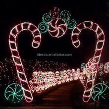 Illuminated Candy Cane Rope Arches for Festival Decorations