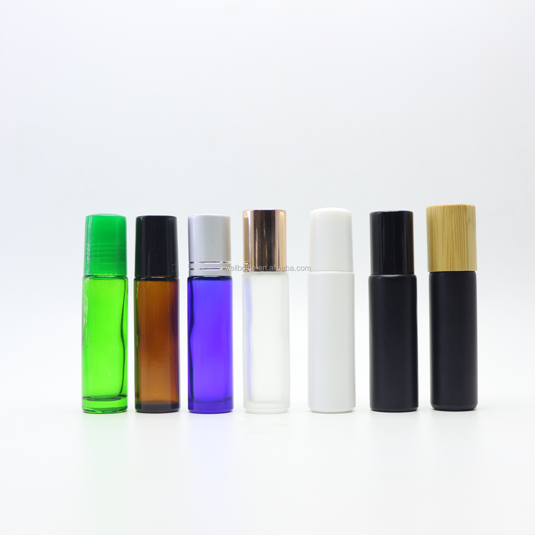 10ml essential oil white glass roller bottle with bamboo lid GR-009S