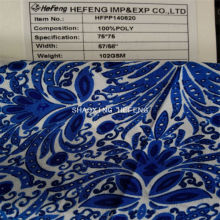 hot sale 100% polyester faille crepe chiffon blue flower pattern print fabric