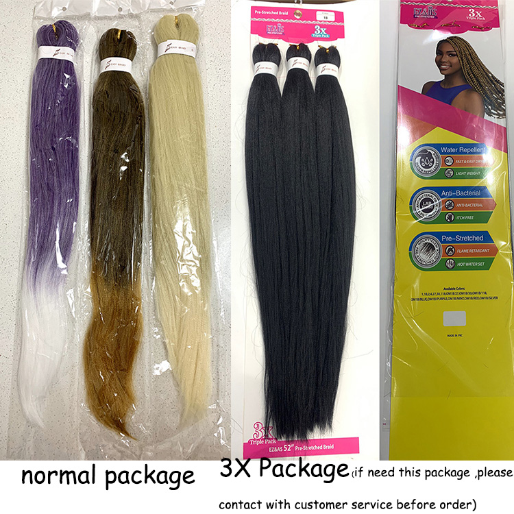 Pre-stretched Braiding Hair Yaki Texture Synthetic Fiber Ombre Color Hot Water Setting 26inch Easy Braid Hair Extensions