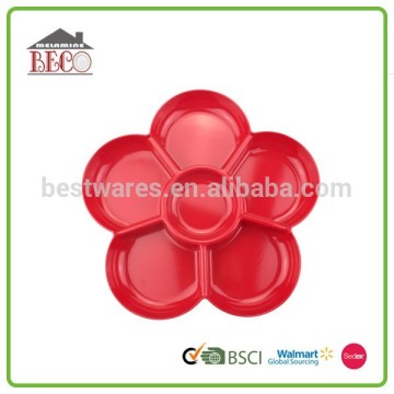 Flower shape melamine divide candy plate