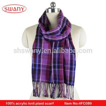 100% acrylic woven plaid scarf