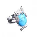 Gemstone Owl Adjustable Ring Natural Stone Quartz Charm Crab Rings for Women Men