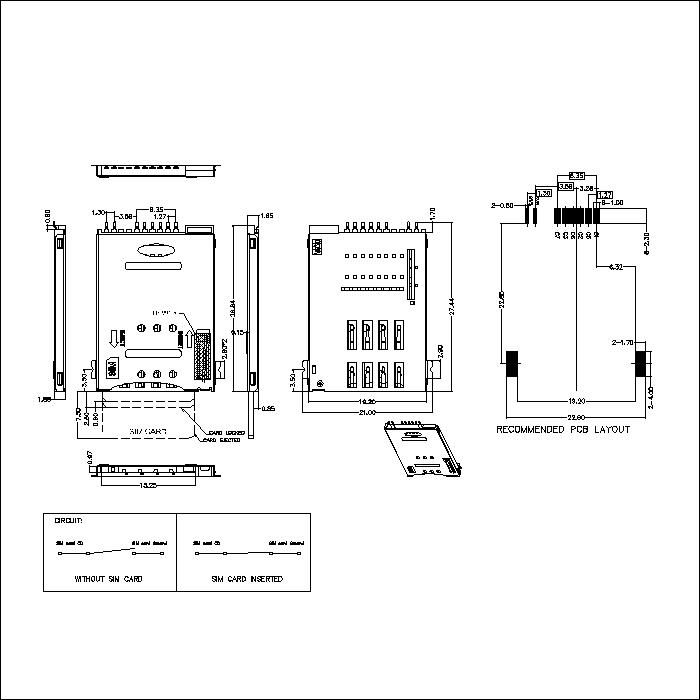 SIM Push 6P+2 SMT Without boss 1.88height connector ATK-SIM8188A032