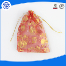 Transparent plastic bag with drawstring
