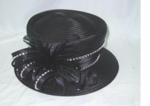 Trendy Bowler Black Ladies' Church Hats , Stunning Reinstone Chains For Party