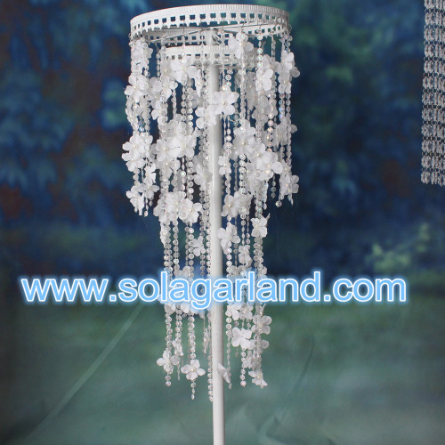 5M satijnen bloem Crystal String Bead Garland bruiloft tafel decor