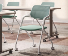 Foldable Stackable Guest Chairs with Mesh and Casters