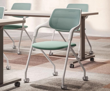 Foldable Stackable Guest Chairs with Mesh and Casters