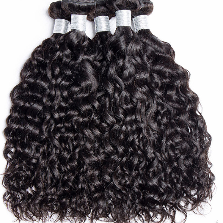 12A Hair Bundles 100% Human Hair Extensions, Natural Black Color Water Wave Hair Weave Bundles