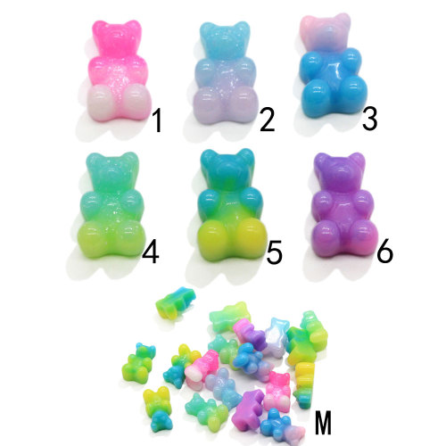 Prezzo di fabbrica Kawaii Colorful Resina Orso Flatback Cabochon Perline Fai da te Portachiavi Artigianato Ragazza Tornante Ornamento Collana Making