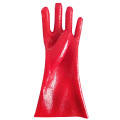 Red Single Dipped. Rough Finish.Gauntlet PVC Glove 35cm