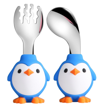 Penguin para niños personalizados Silicona Spoon de acero inoxidable