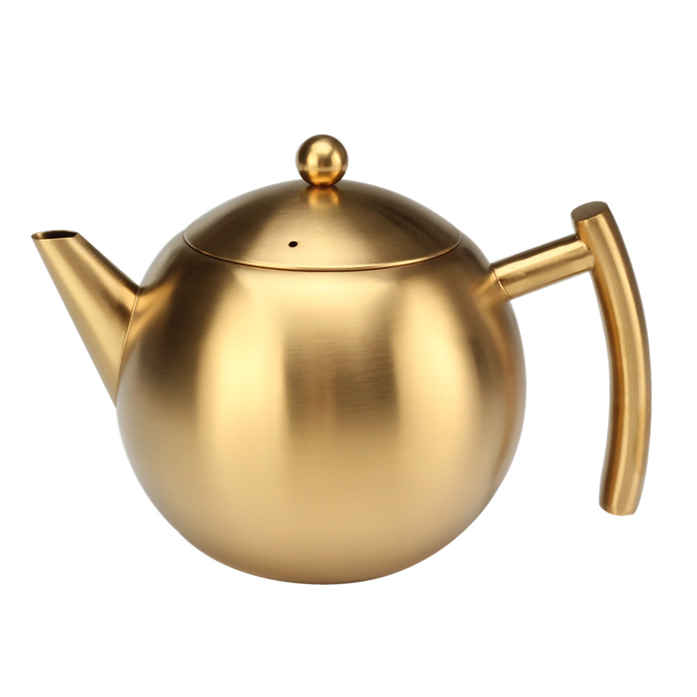 Stainless steel teapot in home kitchen