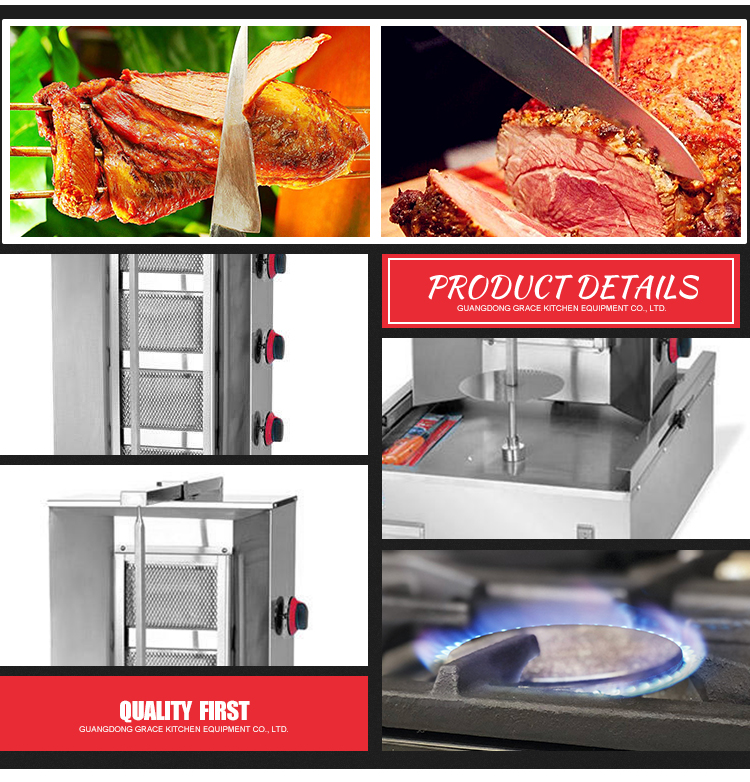 4 Burners Tabletop Meat Product Automatic Gas Doner Kebab Machine Shawarma Equipment Shawarma Machine with Free Doner Cutter