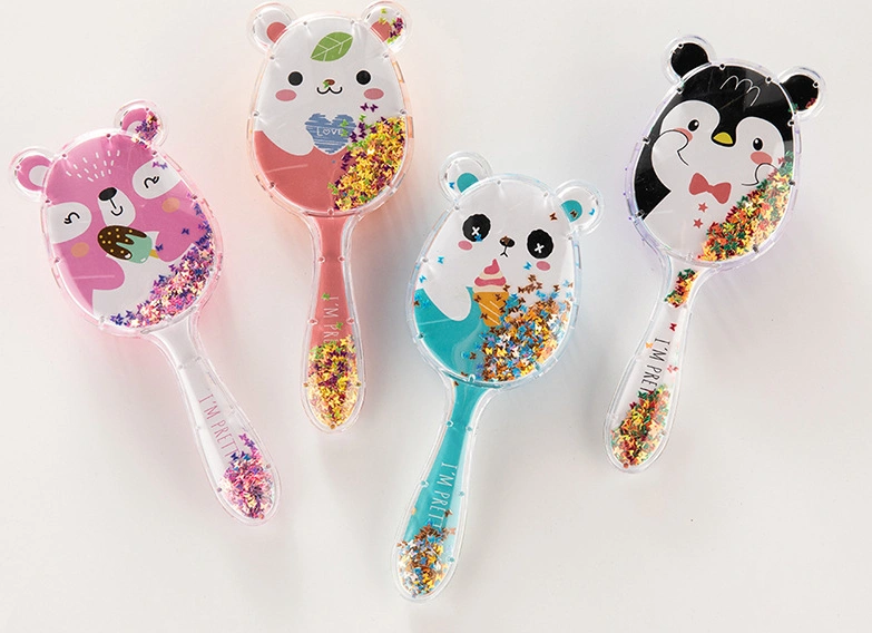 Cute Unicorn Paddle Hair Brush with Sponge and Glitter