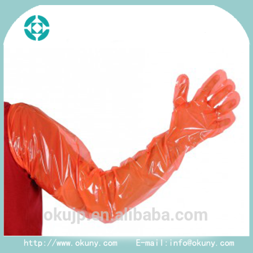 Disposable arm length long sleeve glove