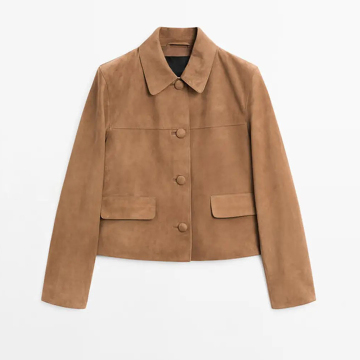 Women's bag fabric button suede leather jacket