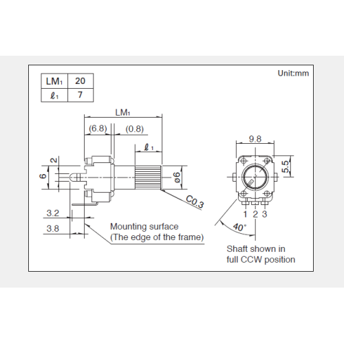 Transparente Achse Drehpotentiometer