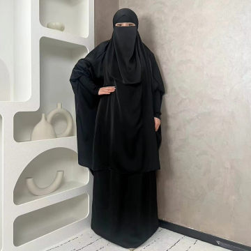 LM011 Satin Jilbab with Full Niqab - Free Size Modest Prayer Dress