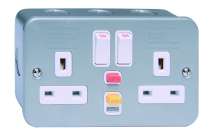 2g 13A Switched Socket, Sp, Metal Clad, RCD