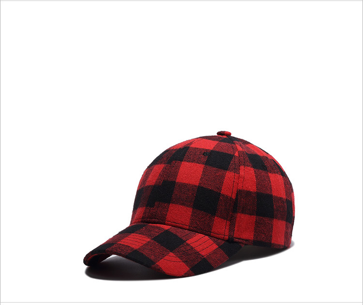 Cotton black and red checkered cap baseball cap