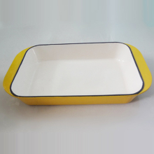 Yellow Enamel Cast Iron Rectangular Baking Dish