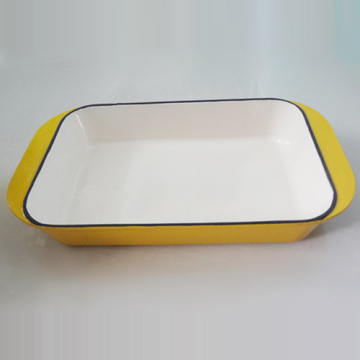 Yellow Enamel Cast Iron Rectangular Baking Dish