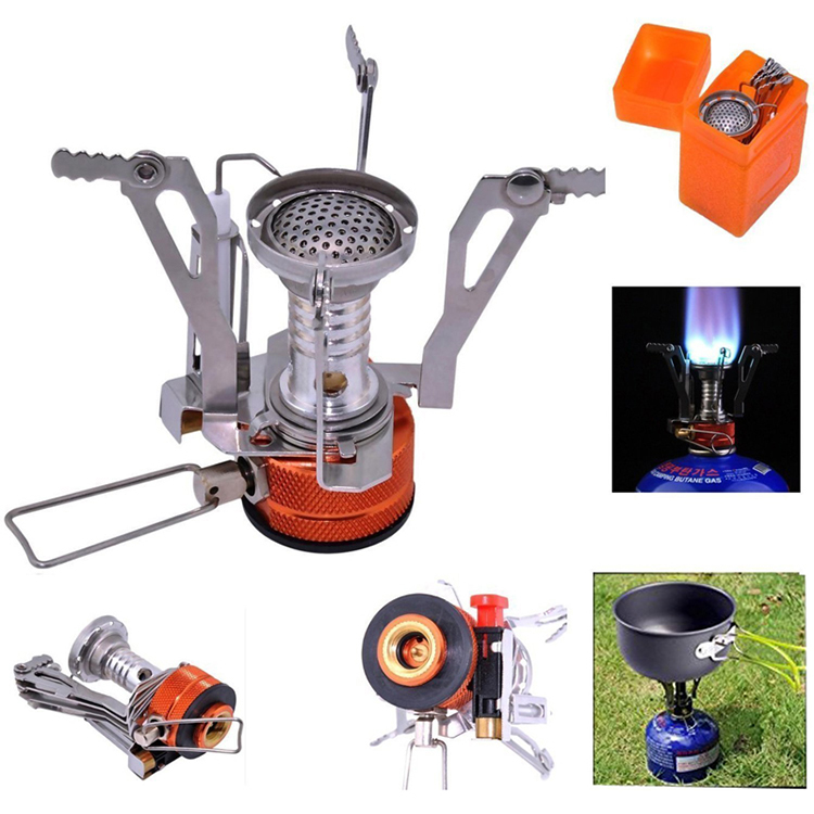 Portable Camping Stoves Backpacking Stove with Piezo Ignition, Stable Support Wind-Resistance Camp Stove