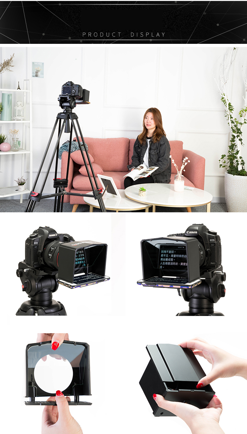 T1 Smartphone Mobile Teleprompter Glass With Remote Control For Youtube Interview Video Dslr Camera Photo Studio