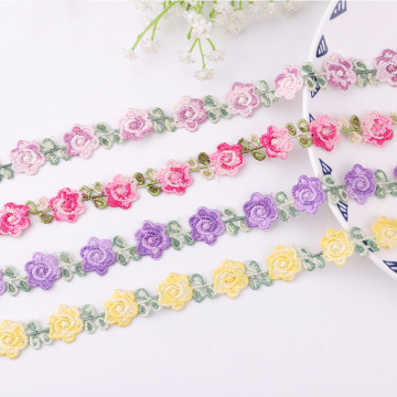 Wholesale Multicolor Polyester Water-Soluble Milk Silk Lace Trim with Floral and Embroidered Designs