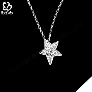 Women's fashion cz silver pentagram pendants