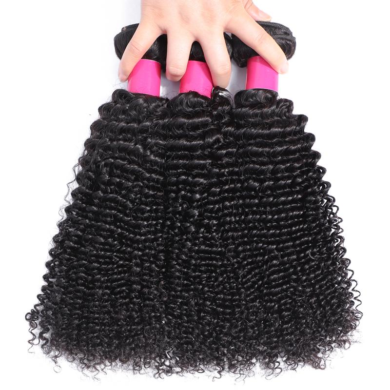 Lsy 10A Grade Kinky Curly Human Hair 3 Bundles and Closure 360 Frontal, Tuneful Brazilian Hair 360 Frontal Closure with Bundles