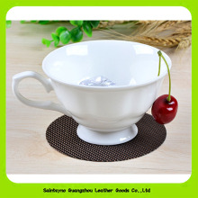 Hot-selling Eco-Friendly Gloss Black Faux Leather Cup Coasters 16028