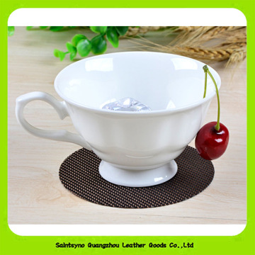 Hot-selling Eco-Friendly Gloss Black Faux Leather Cup Coasters 16028