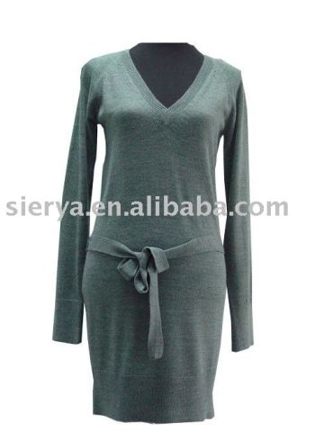 ladies wool fashion sweater(sweater dress)