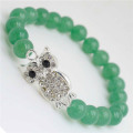 Pulsera de piedras preciosas de aventurina verde con aleación de búho Diamante