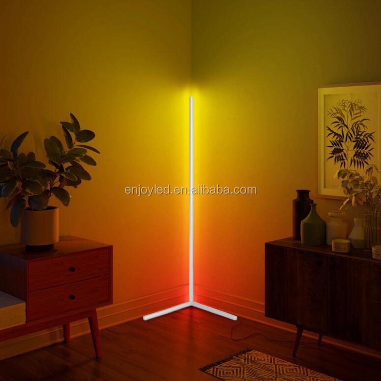 Modern RGB LED Corner Floor Lamp Indoor Decoration Simple Lamp Bedroom Living Room Colorful Minimalist Standing Lamp Lighting