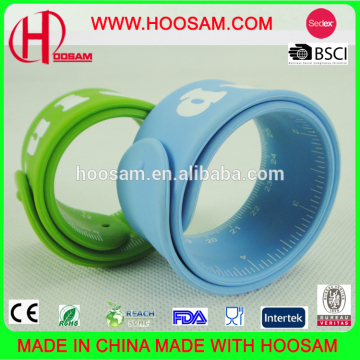 cheap custom shape promotional silicone ruler slap wrap bracelets