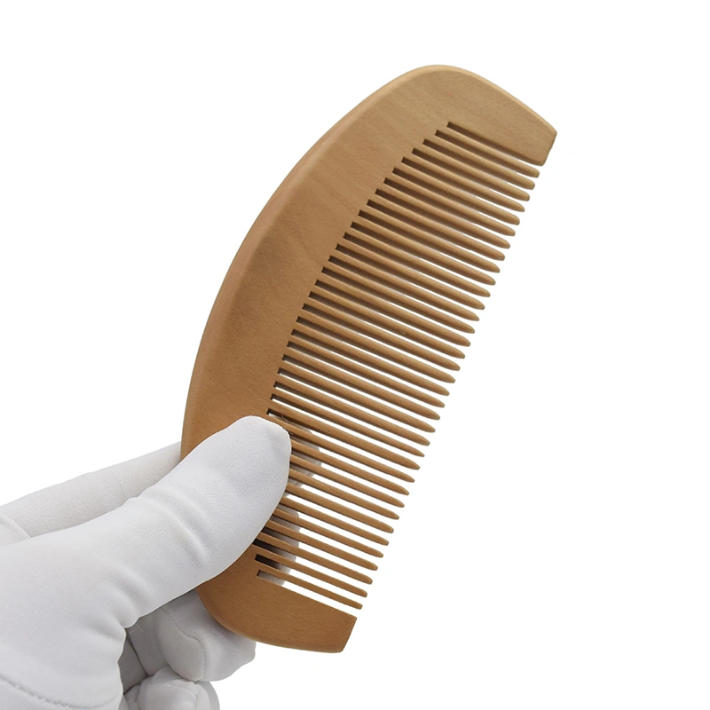 2021 Wholesale Hair Health Care Natural Peach Wood Comb Close Teeth Anti-Static Head Massage Home Use Barber Use