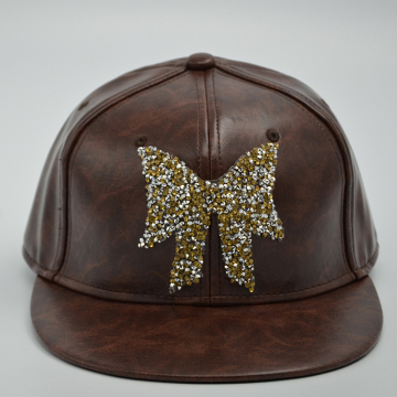 Faux leather snapback cap