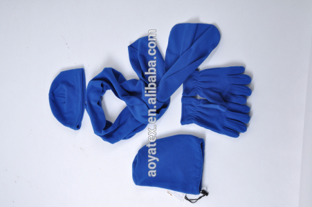 polar fleece winter set hat scarf glove