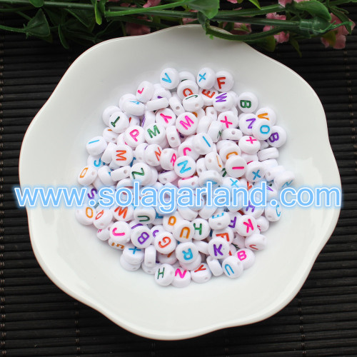4x7MM Little Coin Round Alphabet Acrylic Beads Letter Beads Charms
