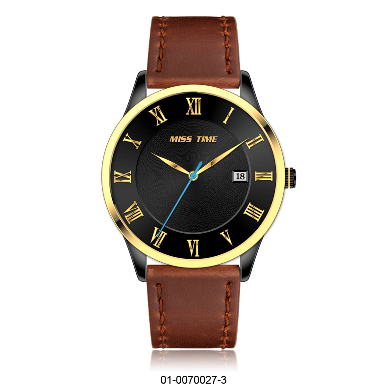 Leather quartz wristwatch men custom brand watch