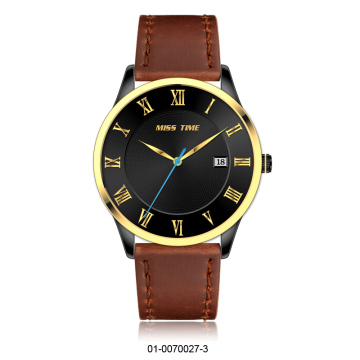 goldlis  genuine leather unique quartz watch