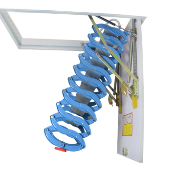 Indoor Telescopic Attic Ladder - Manual Pull-Down Aluminum Retractable Loft Stair