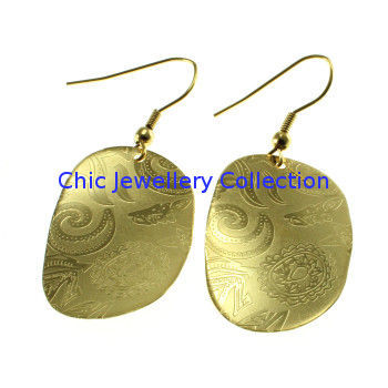 Stainless Steel Disk Earring With Gold Tone Hypo-allergenic Hook, E255 Fish Hook Earrings For Gift