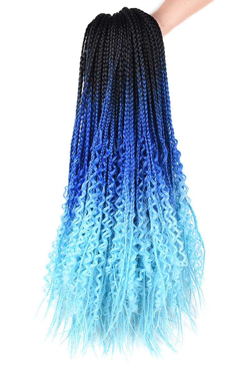100g 24" box braids with curly ends crochet braid hair pre looped twist